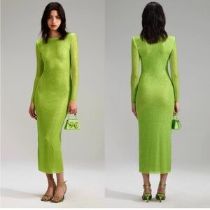 Self Portrait Green Rhinestone Dress